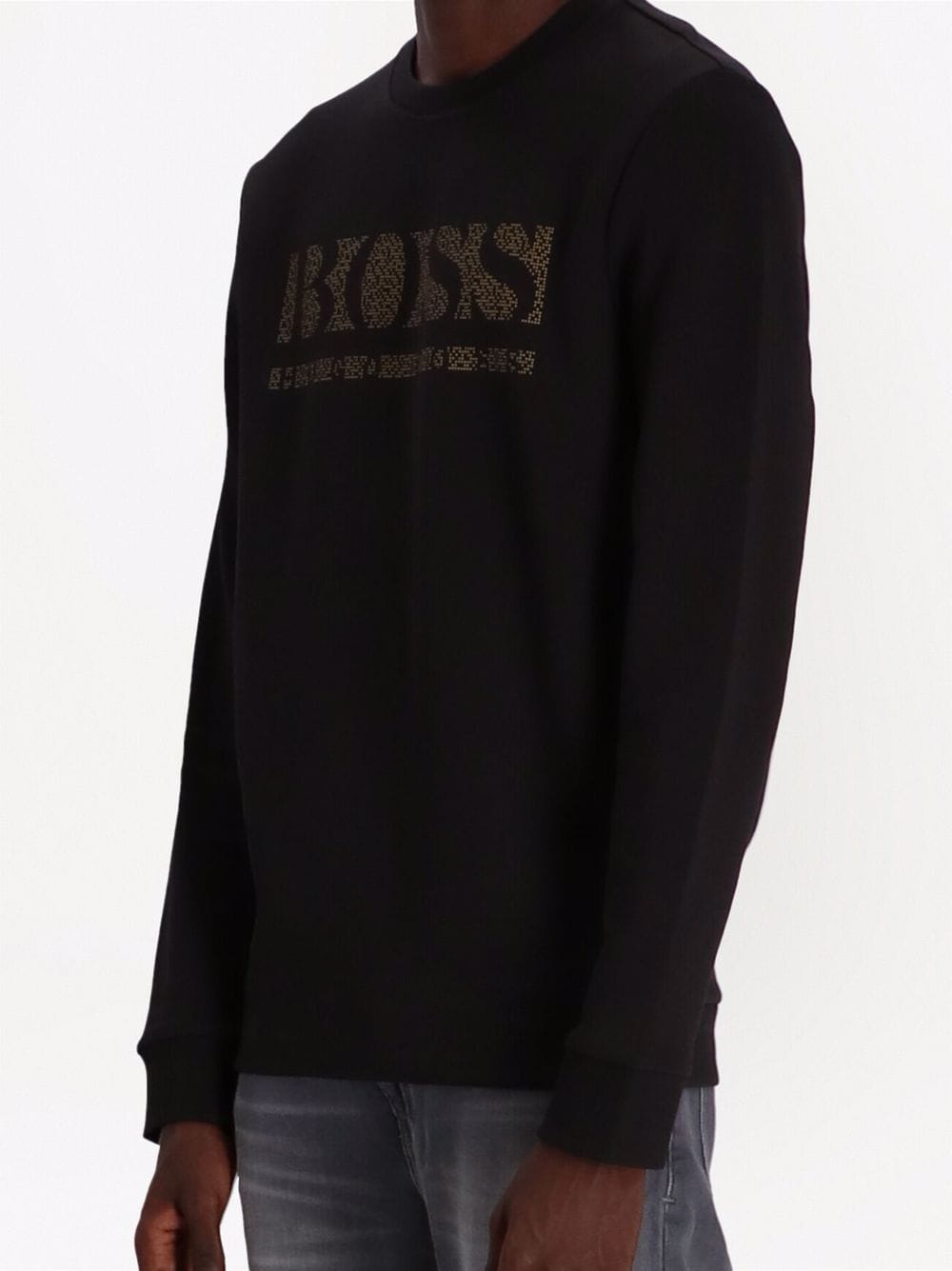 BOSS Logo Pixel Salbo Sweatshirt Black - MAISONDEFASHION.COM