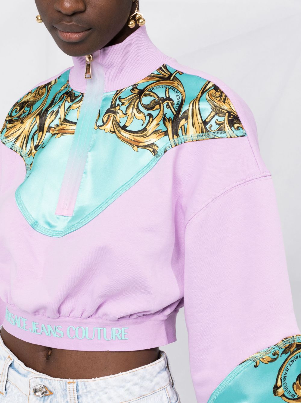 VERSACE WOMEN Garland Print Cropped Jacket - MAISONDEFASHION.COM