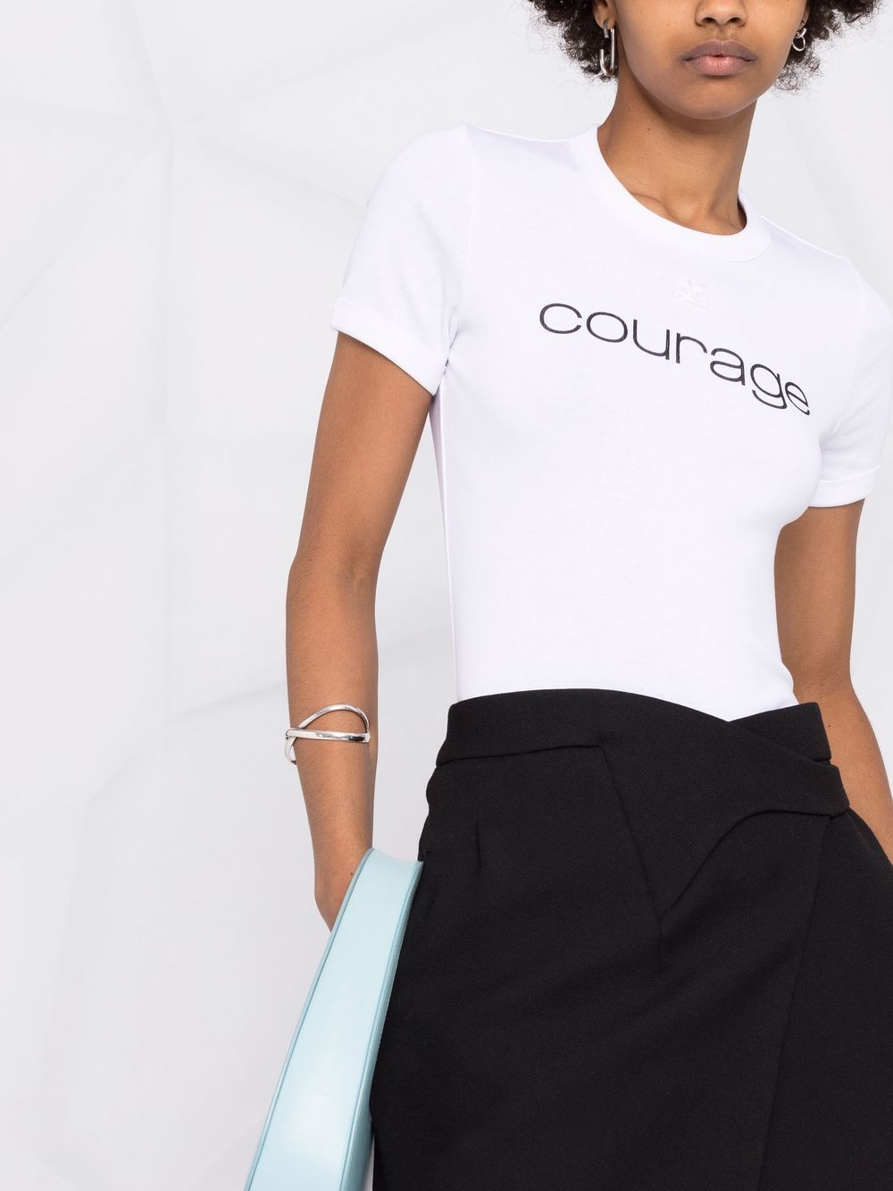 COURRÈGES WOMEN 'Courage' Slogan T-Shirt White