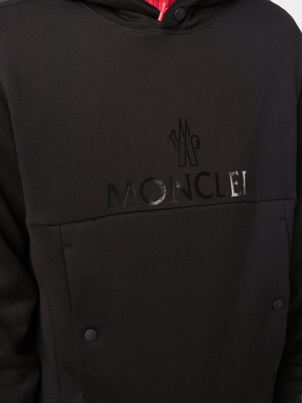 MONCLER Logo Print Hoodie Black - MAISONDEFASHION.COM