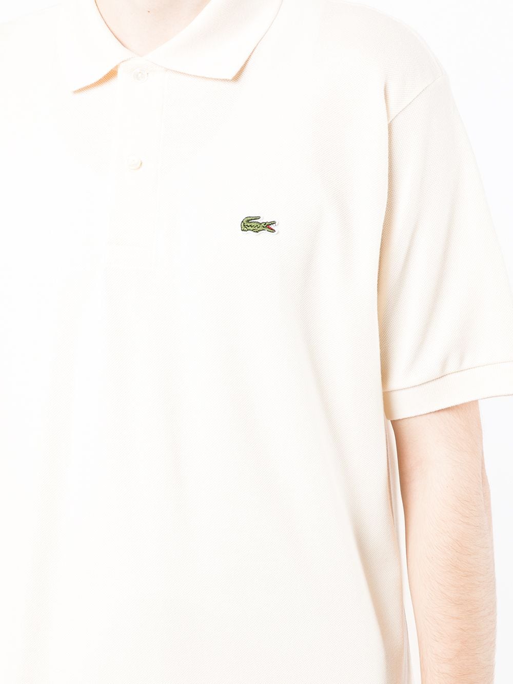 LACOSTE Embroidered Logo Polo Shirt Beige - MAISONDEFASHION.COM