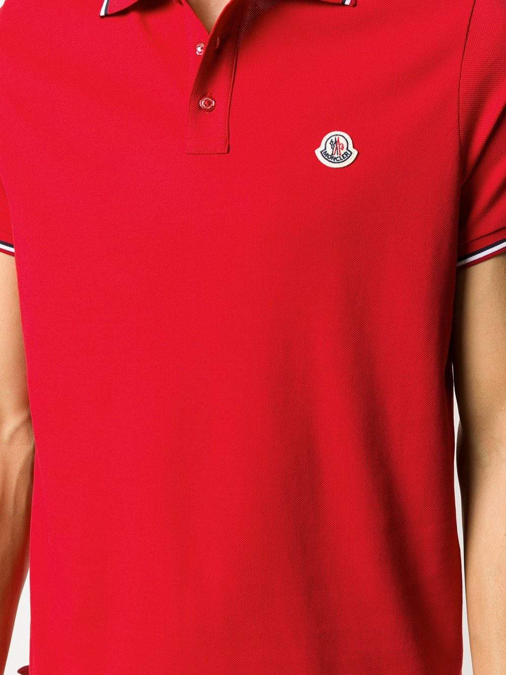 MONCLER logo polo shirt Red - MAISONDEFASHION.COM
