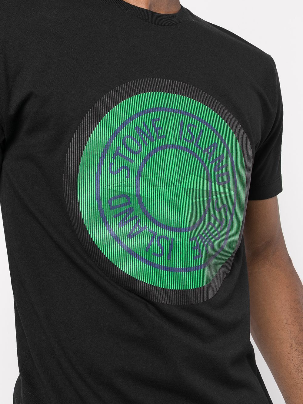 STONE ISLAND Logo Print T-Shirt Black - MAISONDEFASHION.COM