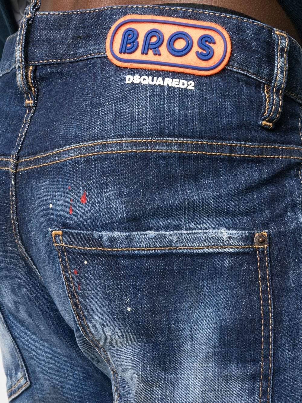 DSQUARED2 Ripped Leg 5 Pocket Jeans Blue - MAISONDEFASHION.COM