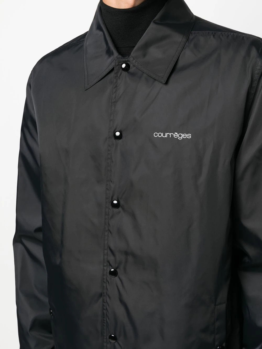 COURRÉGES Nylon Logo Jacket Black - MAISONDEFASHION.COM