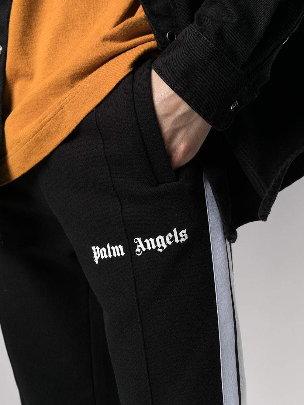 PALM ANGELS Fleece Track Pants Black - MAISONDEFASHION.COM