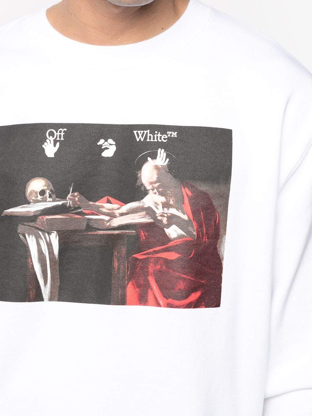 OFF-WHITE Caravaggio Slim Sweatshirt White - Maison De Fashion 