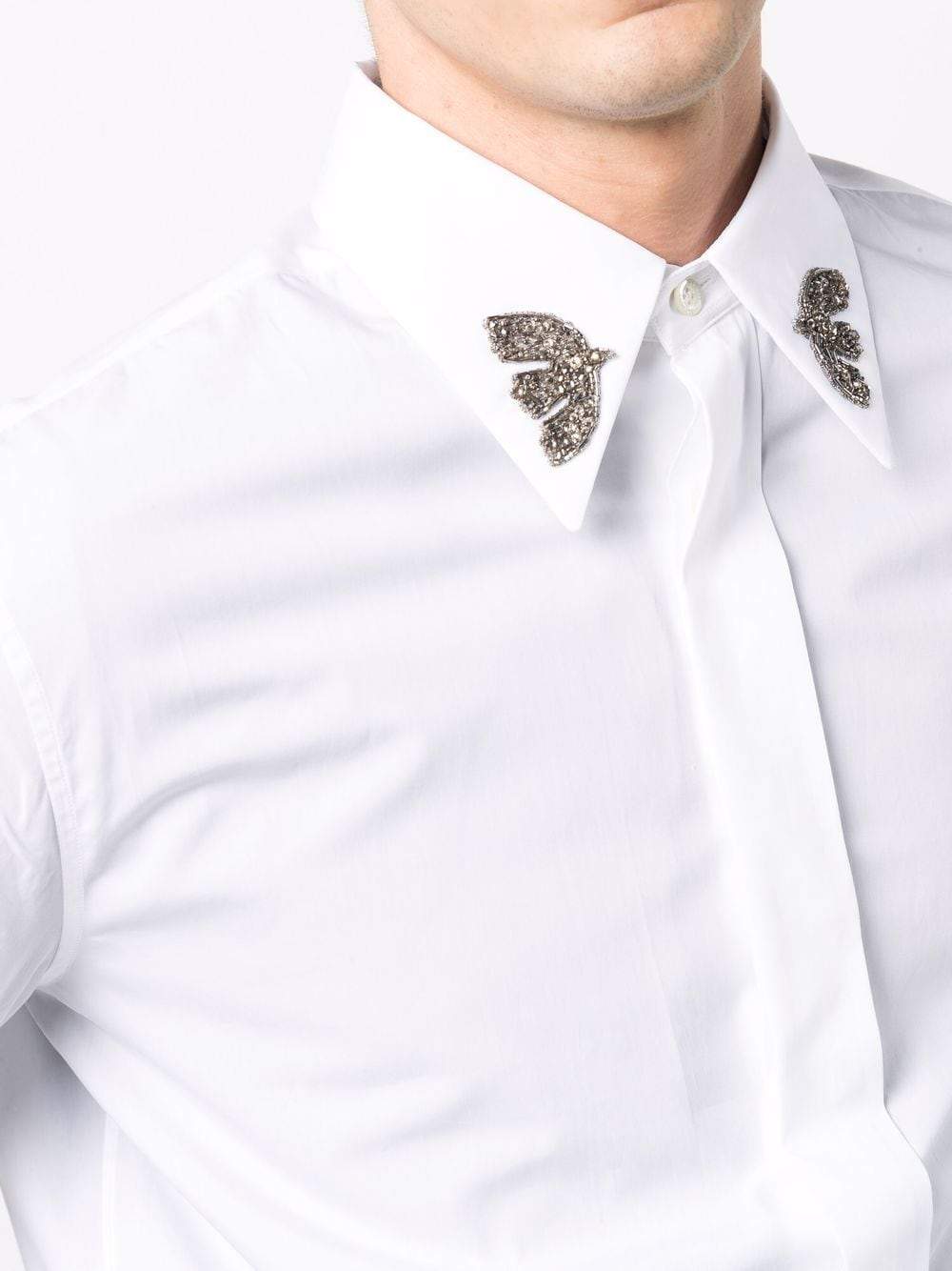 ALEXANDER MCQUEEN Collar Detail Shirt White - MAISONDEFASHION.COM