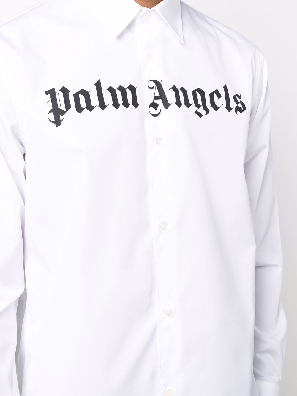 PALM ANGELS Logo Shirt White - MAISONDEFASHION.COM