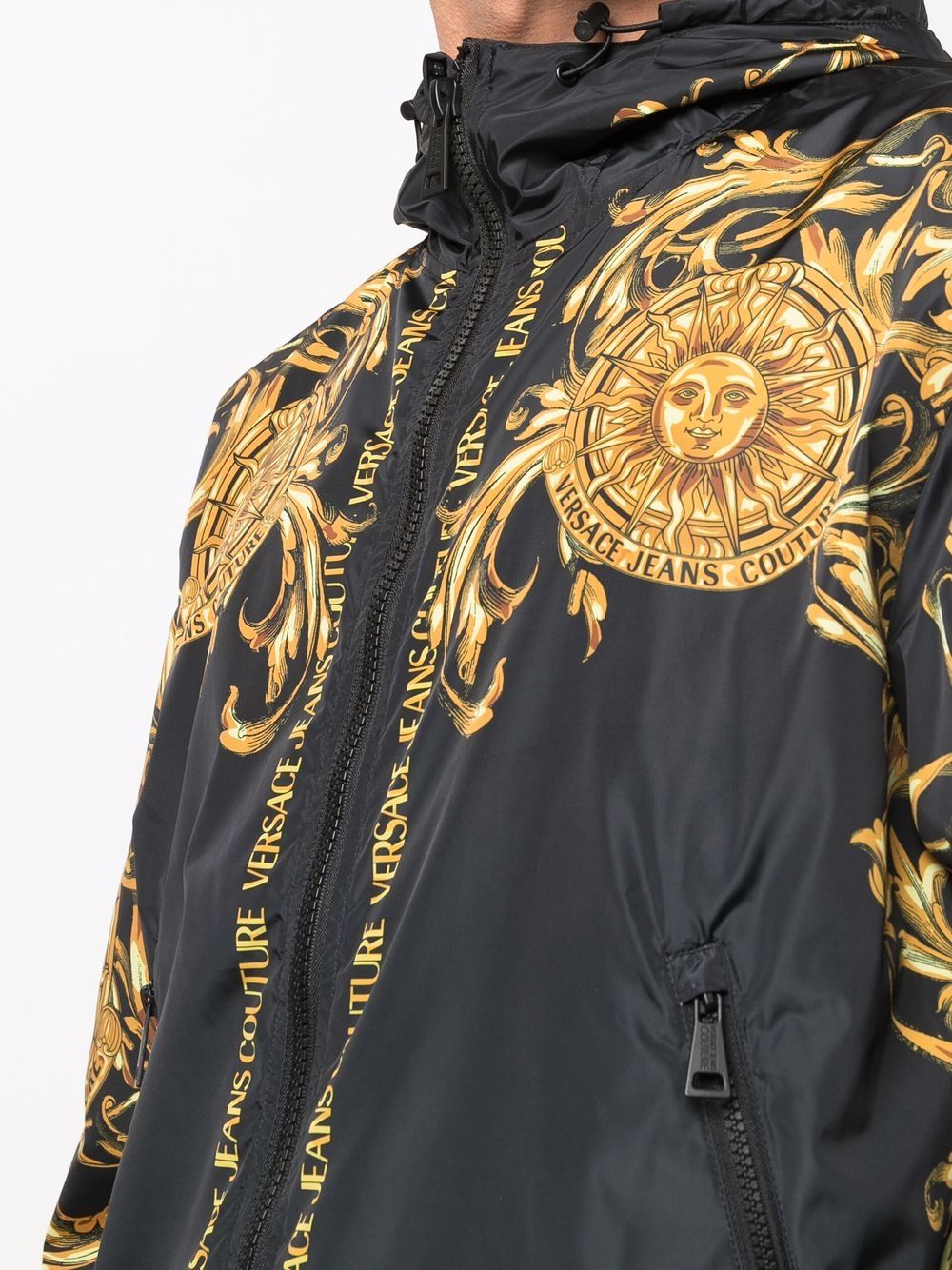 VERSACE Baroque Sun Print Reversible Jacket Black