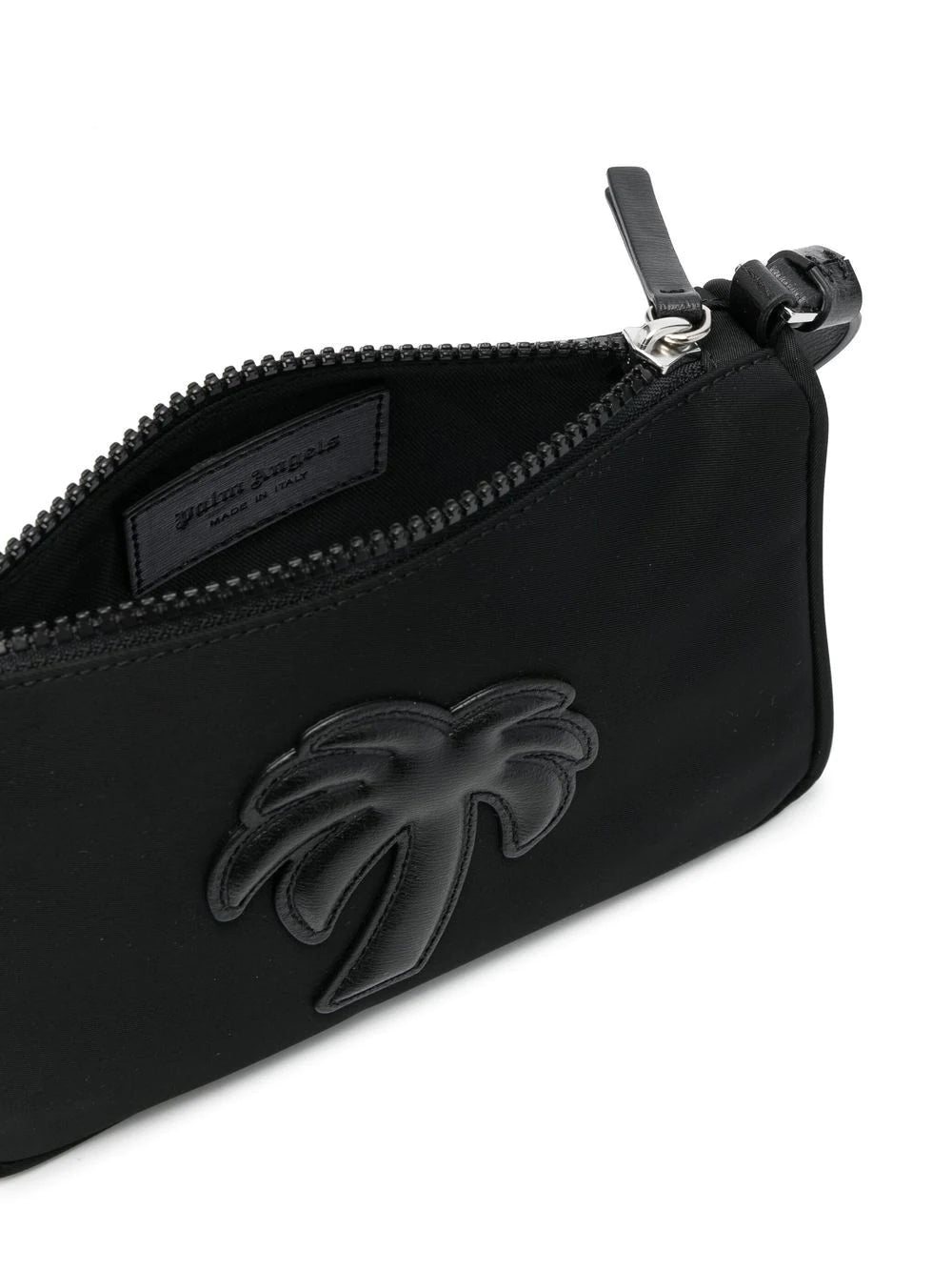 PALM ANGELS WOMEN Big Palm Nylon Pouch Black/Black - MAISONDEFASHION.COM