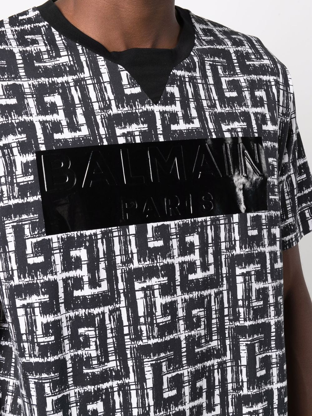 BALMAIN Tape Monogram Logo T-Shirt Black - MAISONDEFASHION.COM
