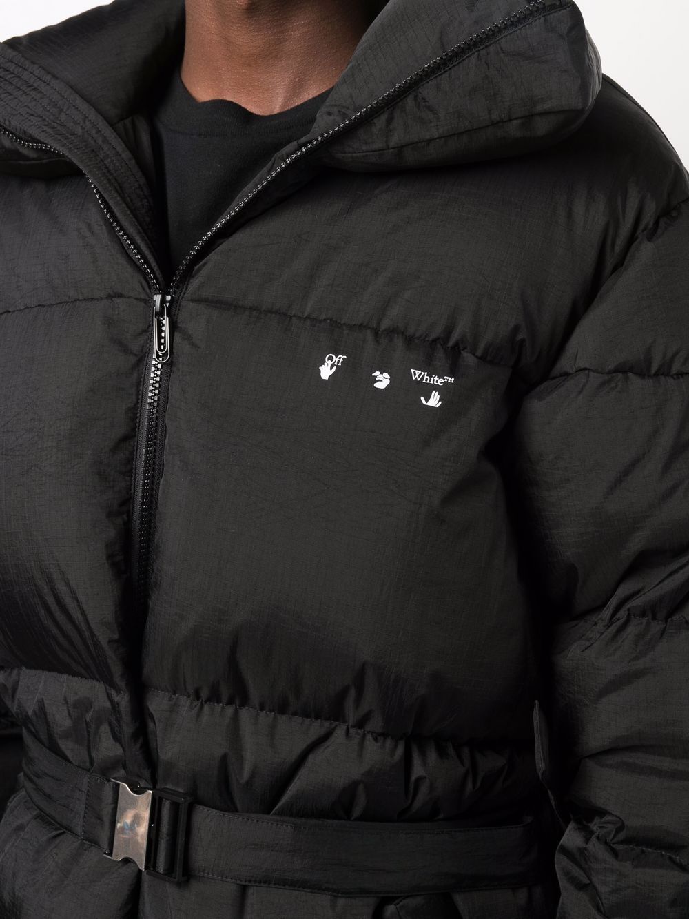 OFF-WHITE Logo Detail Puffer Jacket Black - MAISONDEFASHION.COM