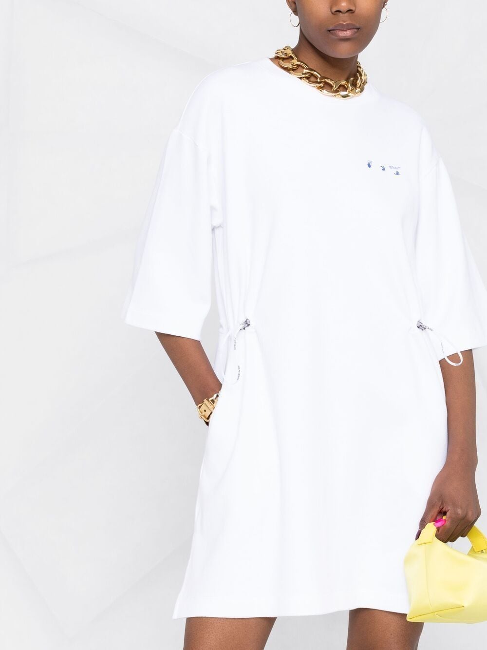 OFF-WHITE WOMEN Floral Arrows T-shirt dress White - MAISONDEFASHION.COM