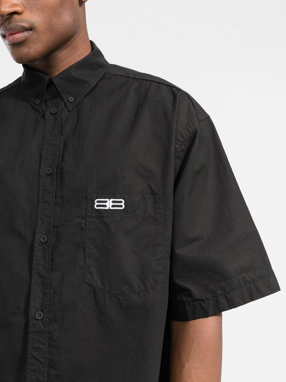 BALENCIAGA S/S Large Fit Shirt Black - MAISONDEFASHION.COM
