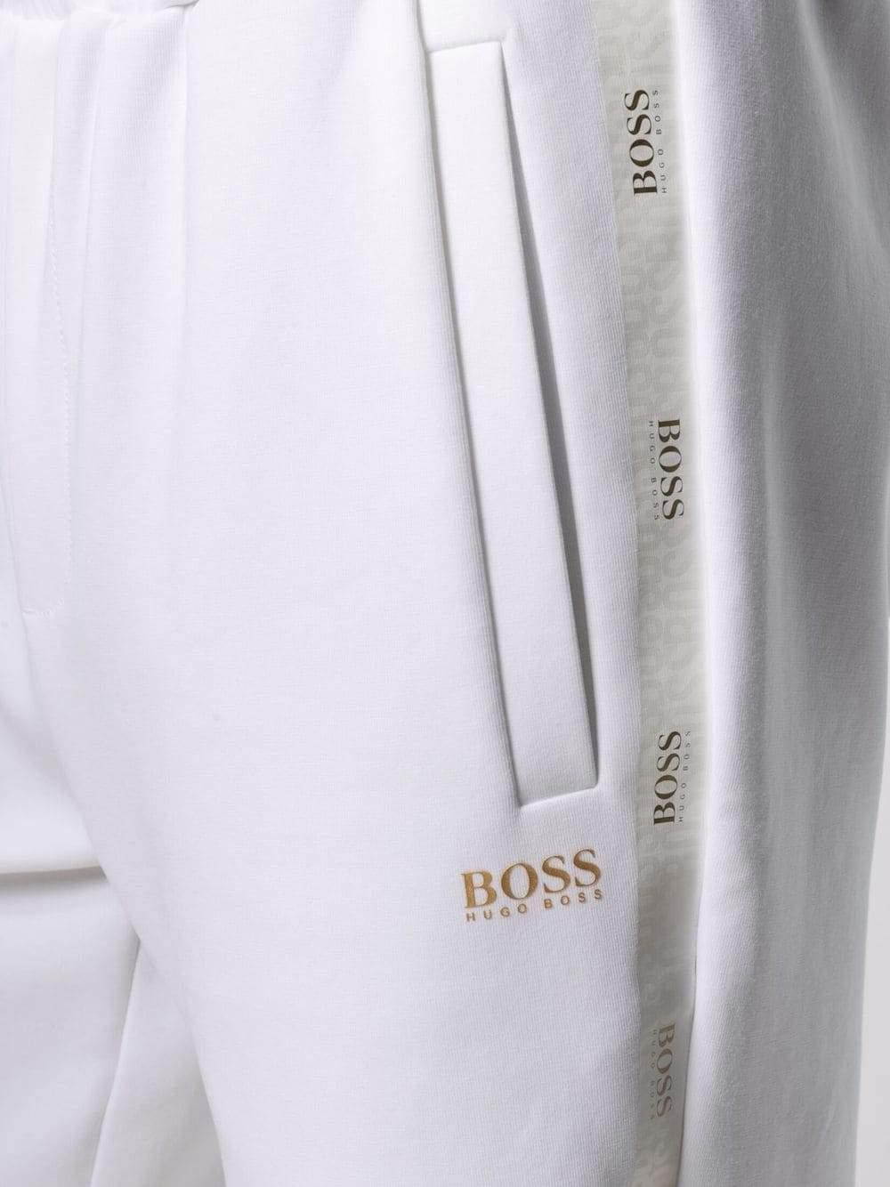 BOSS Gold Detailing Cotton Shorts White - MAISONDEFASHION.COM