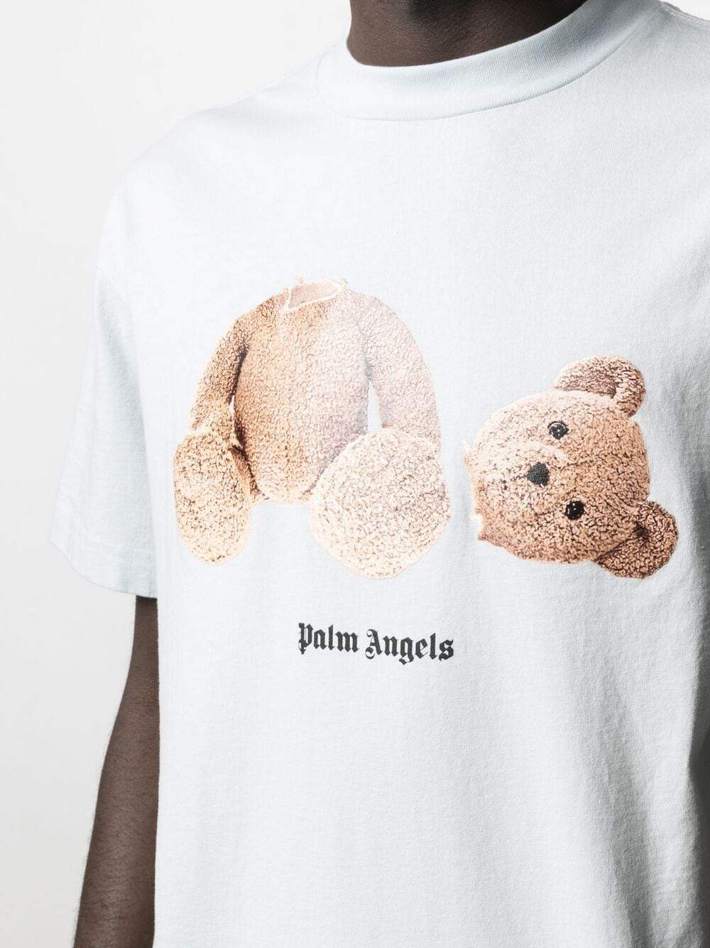 PALM ANGELS Bear Graphic T-Shirt Blue - MAISONDEFASHION.COM
