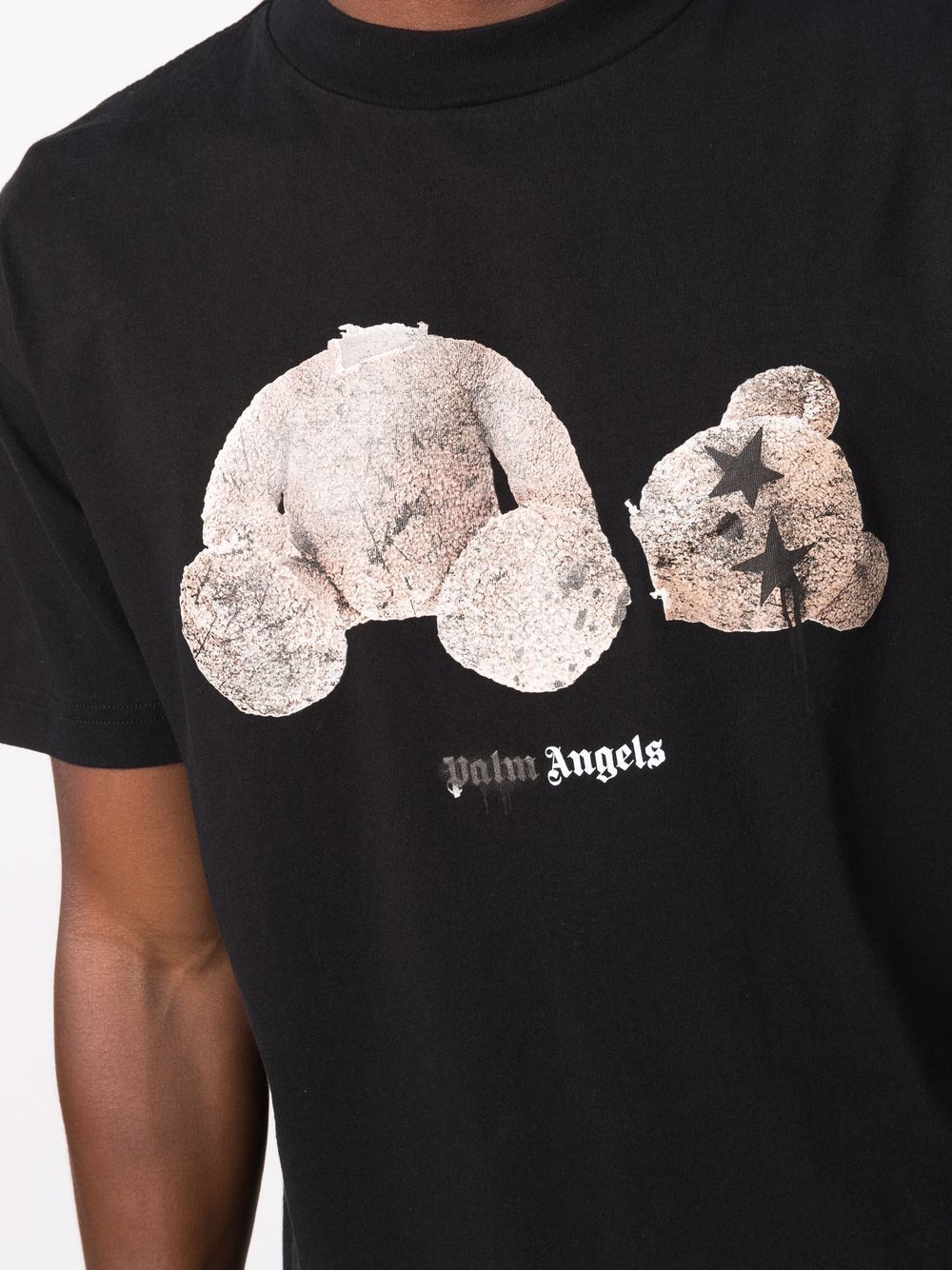 PALM ANGELS Spray Bear T-Shirt Black - MAISONDEFASHION.COM