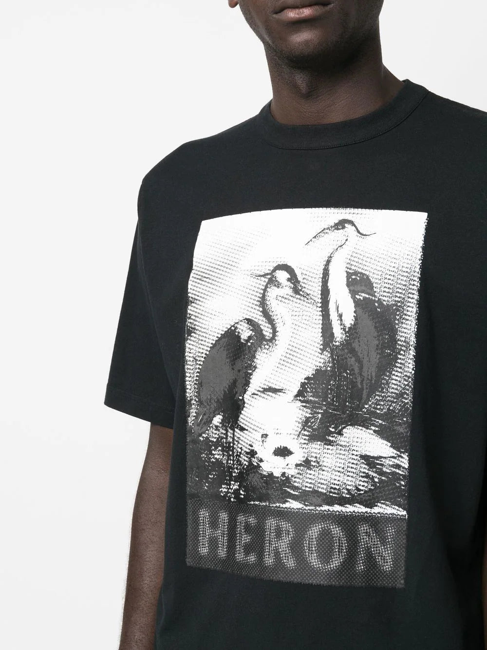 HERON PRESTON Halftone Heron Graphic T-Shirt Black - MAISONDEFASHION.COM