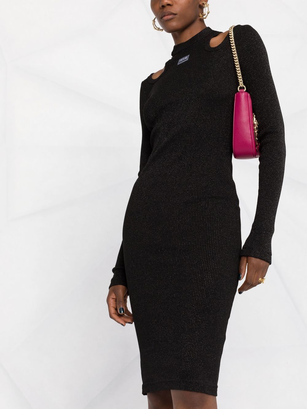 VERSACE WOMEN Cut Out Knitted Dress Black - MAISONDEFASHION.COM