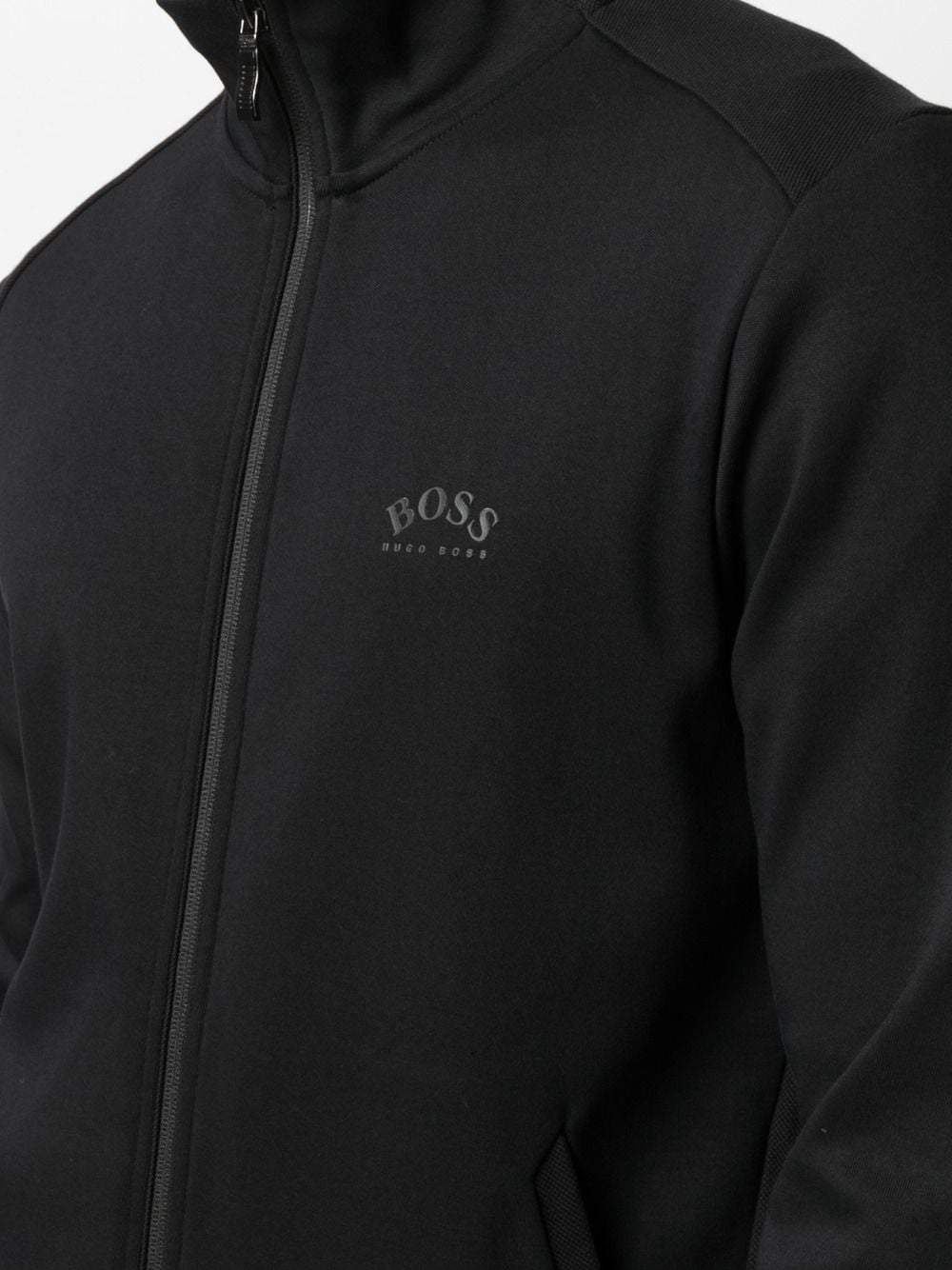 BOSS Logo-print cotton jacket Black - MAISONDEFASHION.COM