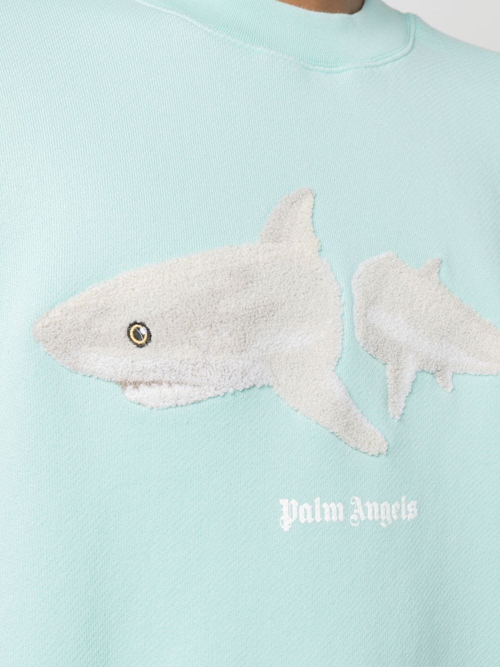 PALM ANGELS White Shark Classic Sweatshirt Light Blue/White