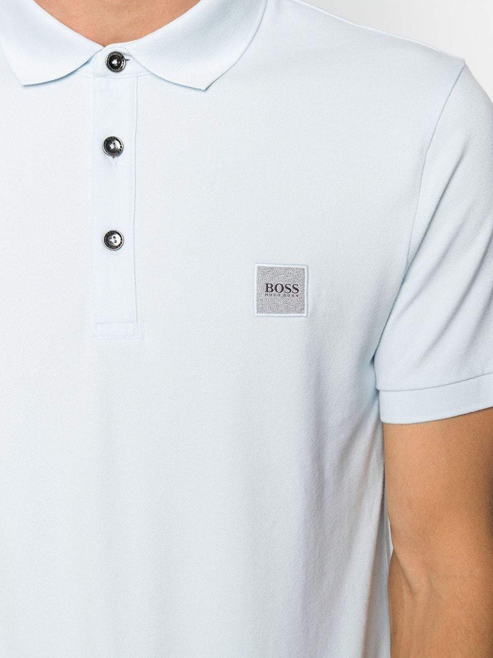 BOSS Embroidered logo polo shirt Blue - MAISONDEFASHION.COM