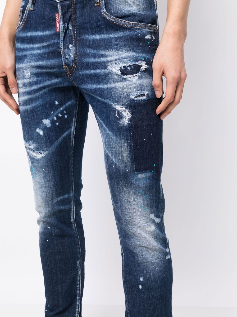 DSQUARED2 Distressed skinny-cut jeansNavy - MAISONDEFASHION.COM