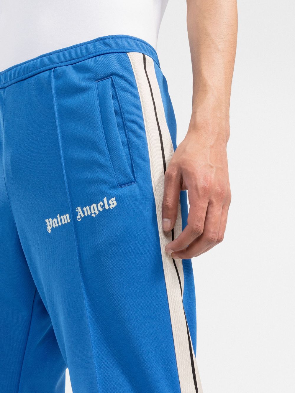 PALM ANGELS Slim Track Pants Blue - MAISONDEFASHION.COM