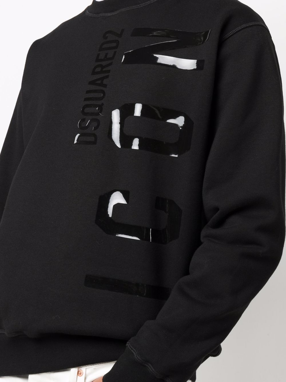 DSQUARED2 Icon Print Sweatshirt Black - MAISONDEFASHION.COM