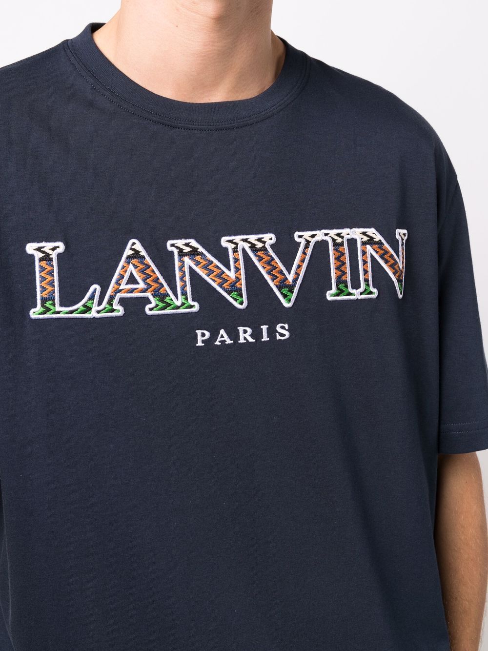 LANVIN Logo T-Shirt Navy - MAISONDEFASHION.COM