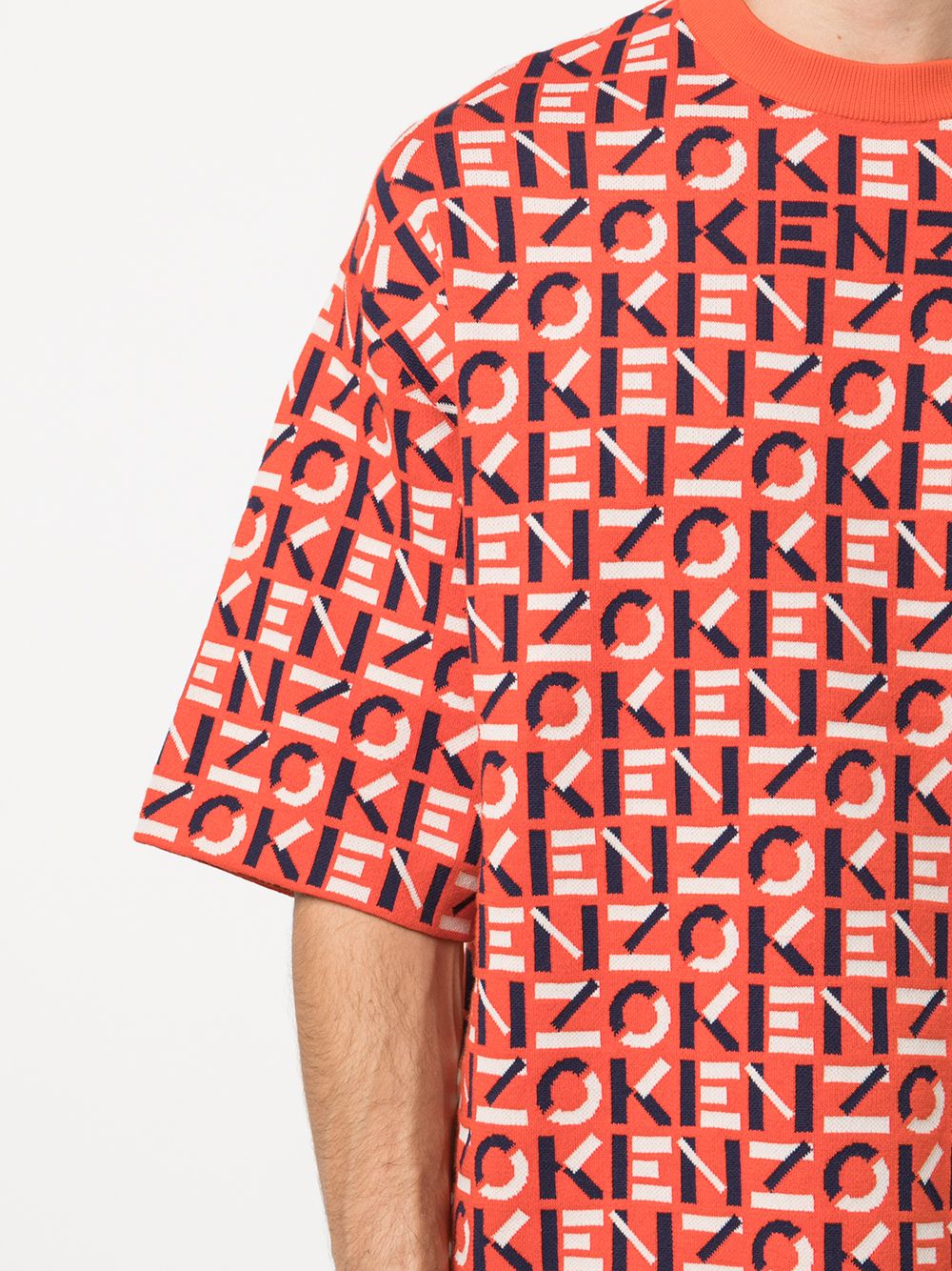 KENZO Monogram pattern T-shirt Red - MAISONDEFASHION.COM