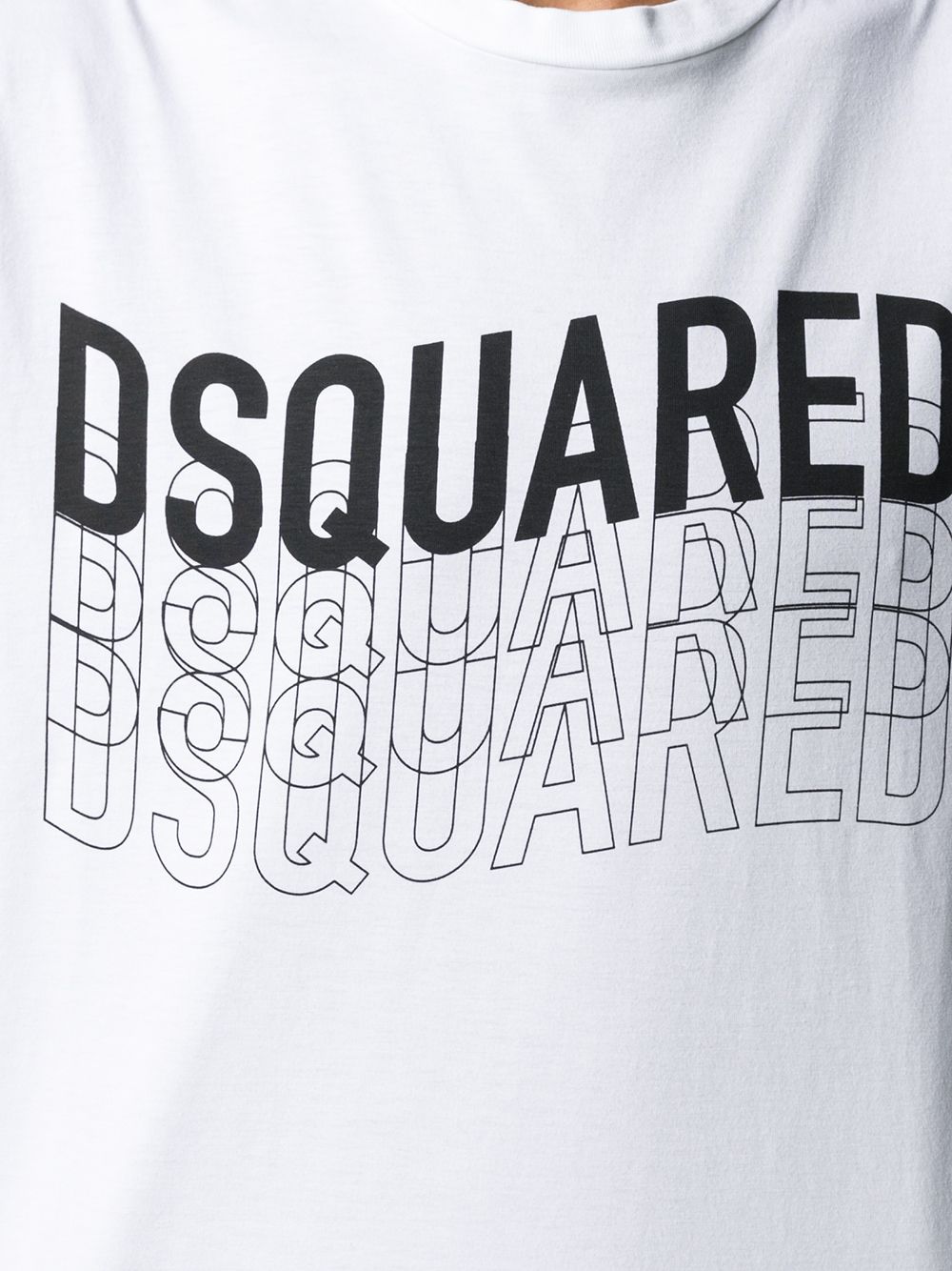 DSQUARED2 Wave Logo T-Shirt White - MAISONDEFASHION.COM