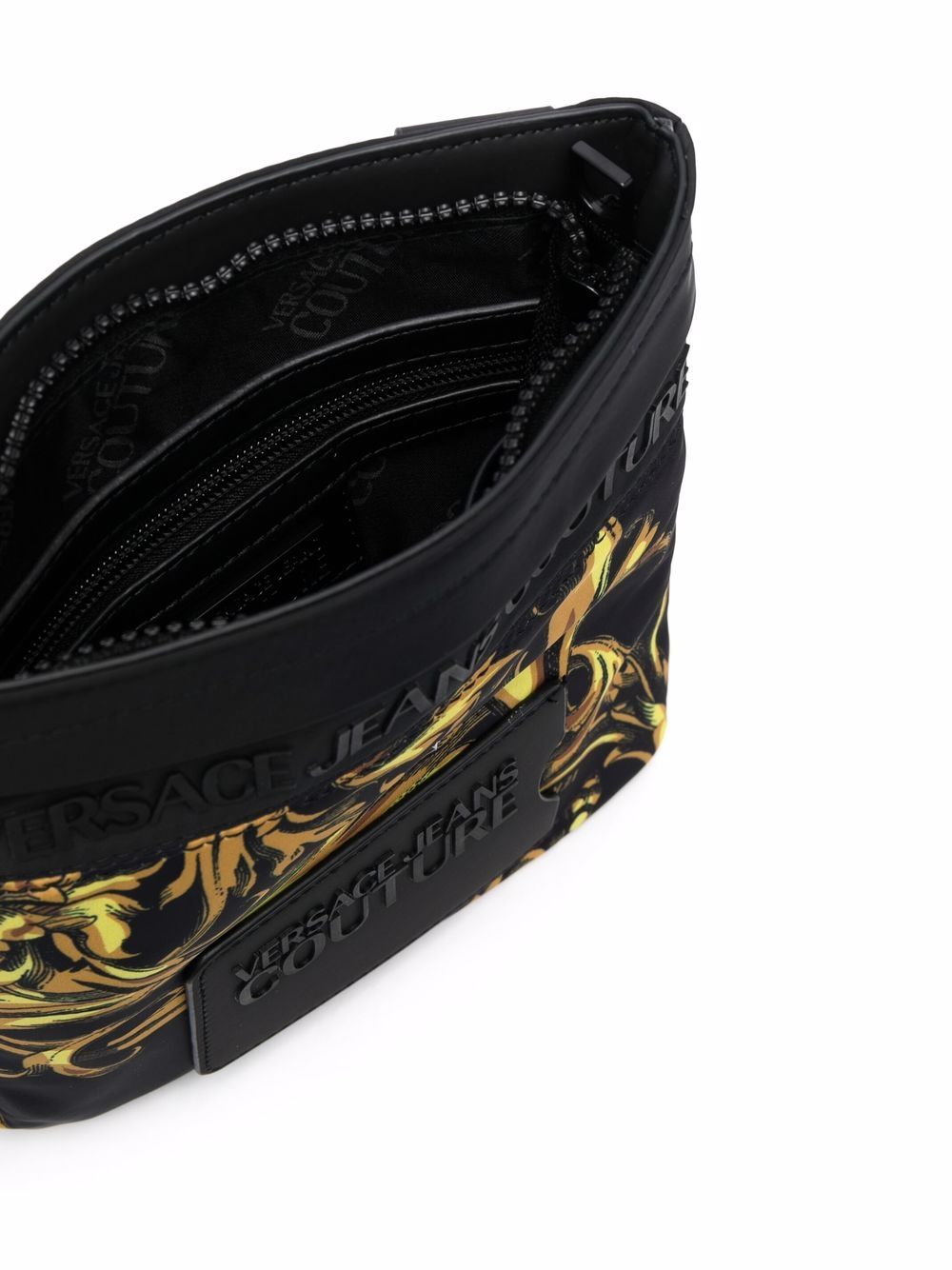 VERSACE JEANS COUTURE Baroque Print Messenger Bag Black - MAISONDEFASHION.COM