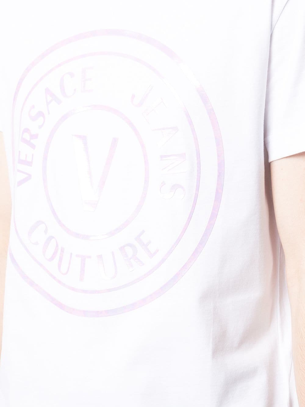 VERSACE  Logo-print crew-neck T-shirt White - MAISONDEFASHION.COM