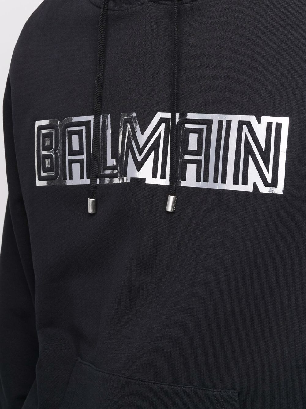 BALMAIN Logo Print Hoodie Black - MAISONDEFASHION.COM