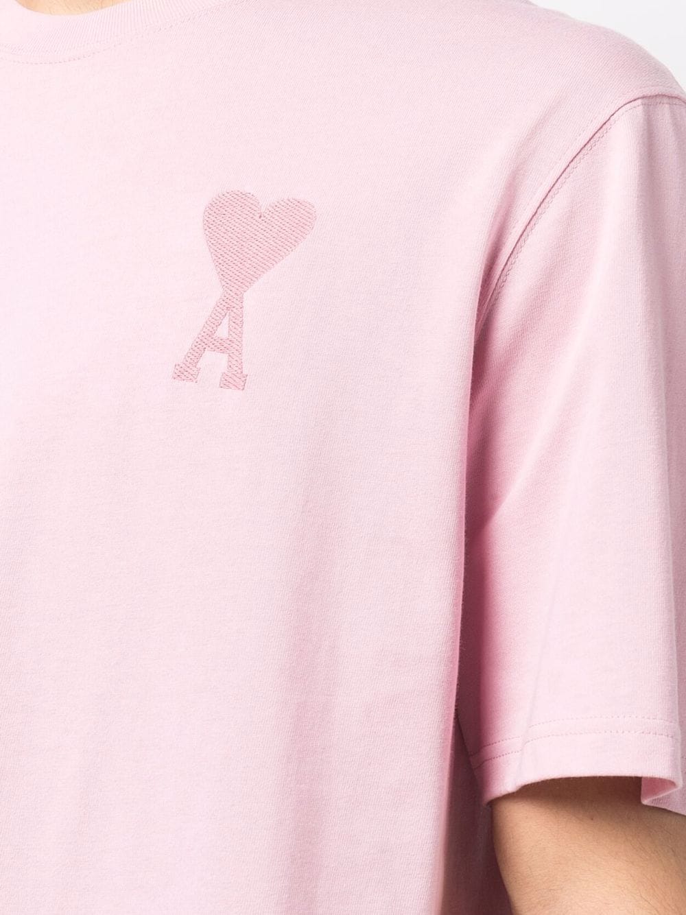 AMI De Coeur Logo T-Shirt Pink - MAISONDEFASHION.COM