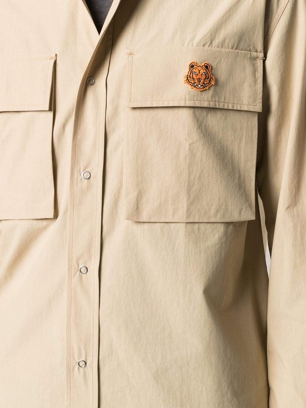 KENZO Tiger Patch Utility Shirt Beige - MAISONDEFASHION.COM
