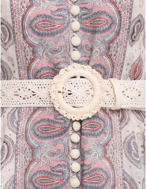 ZIMMERMANN Vitali Button Up Mini Dress Ivory Paisley - MAISONDEFASHION.COM