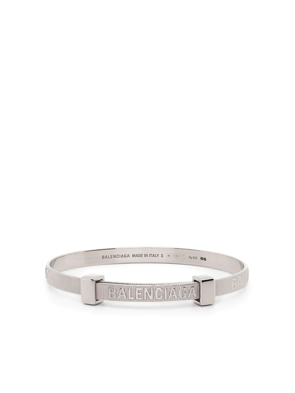 BALENCIAGA Force Striped Bracelet Silver - MAISONDEFASHION.COM