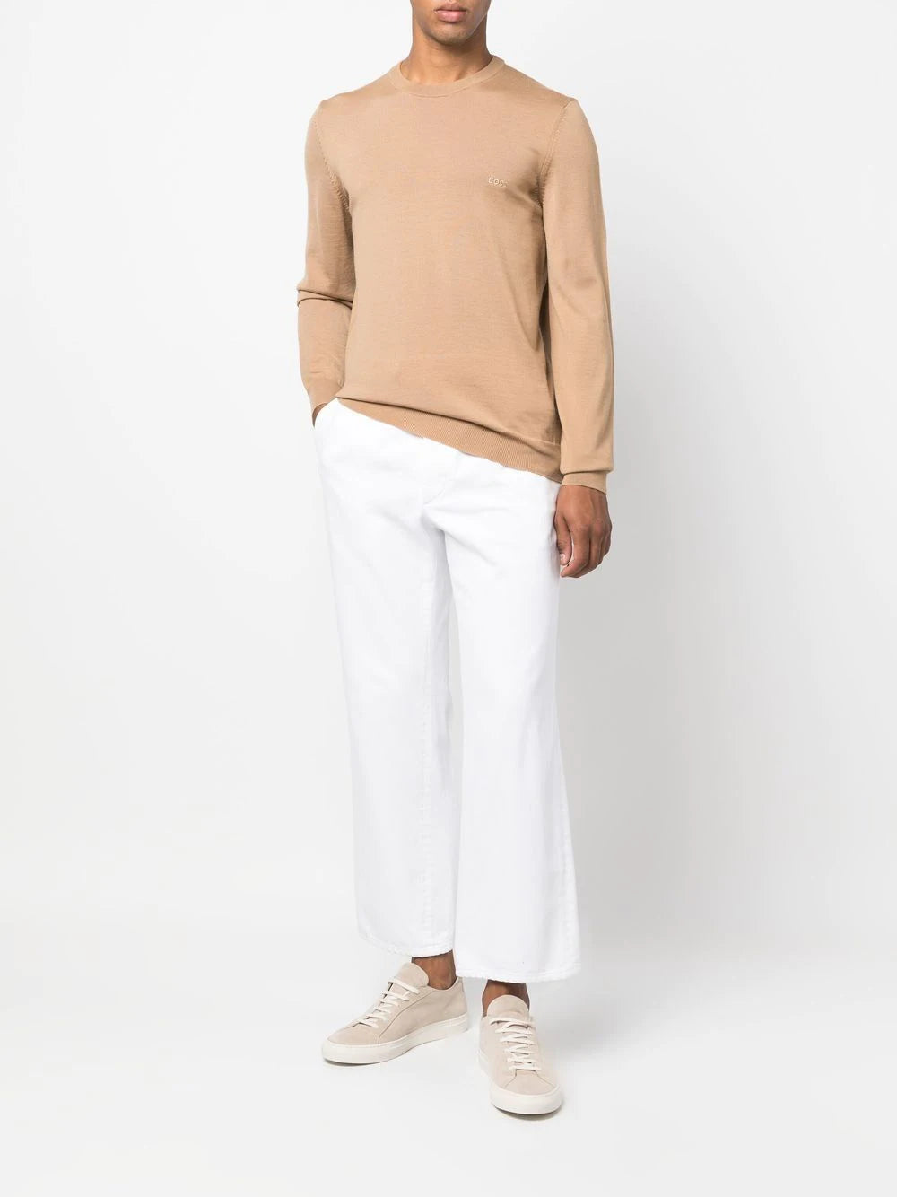 BOSS Botto-L Virgin Wool Jumper Medium Beige - MAISONDEFASHION.COM