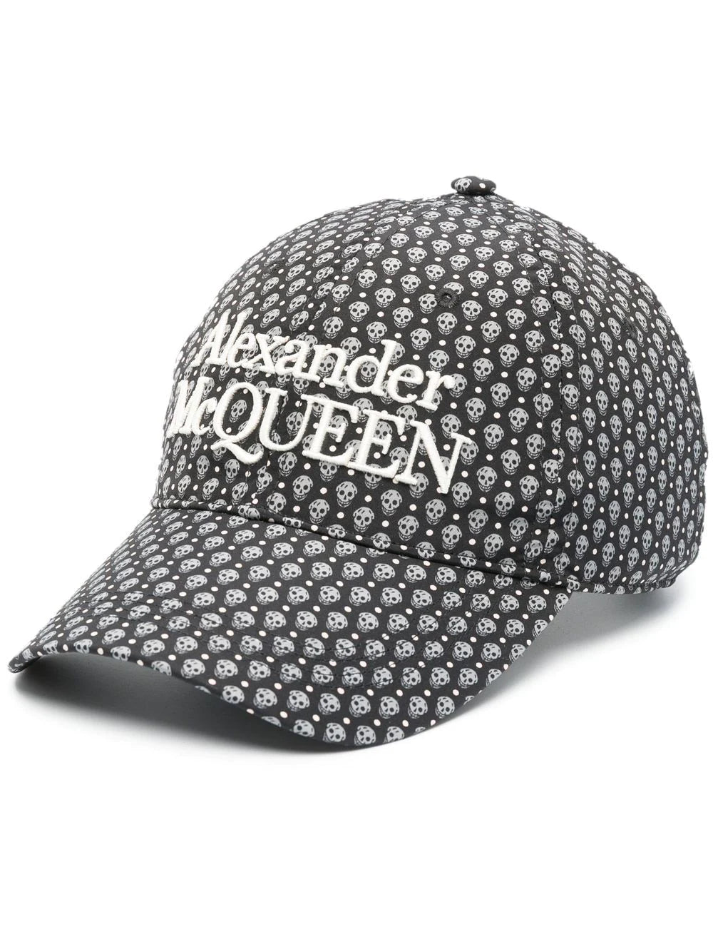 ALEXANDER MCQUEEN Polka Dots Skulls Cap Black - MAISONDEFASHION.COM