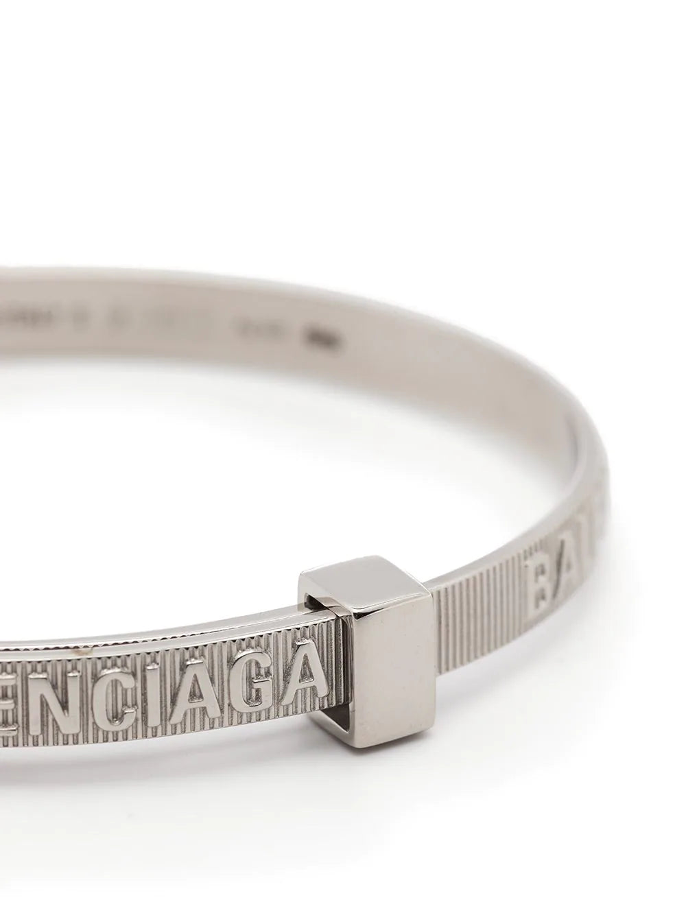 BALENCIAGA Force Striped Bracelet Silver - MAISONDEFASHION.COM