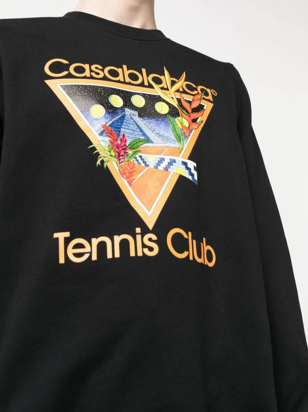 CASABLANCA Tennis Club Icon Printed Sweatshirt Black