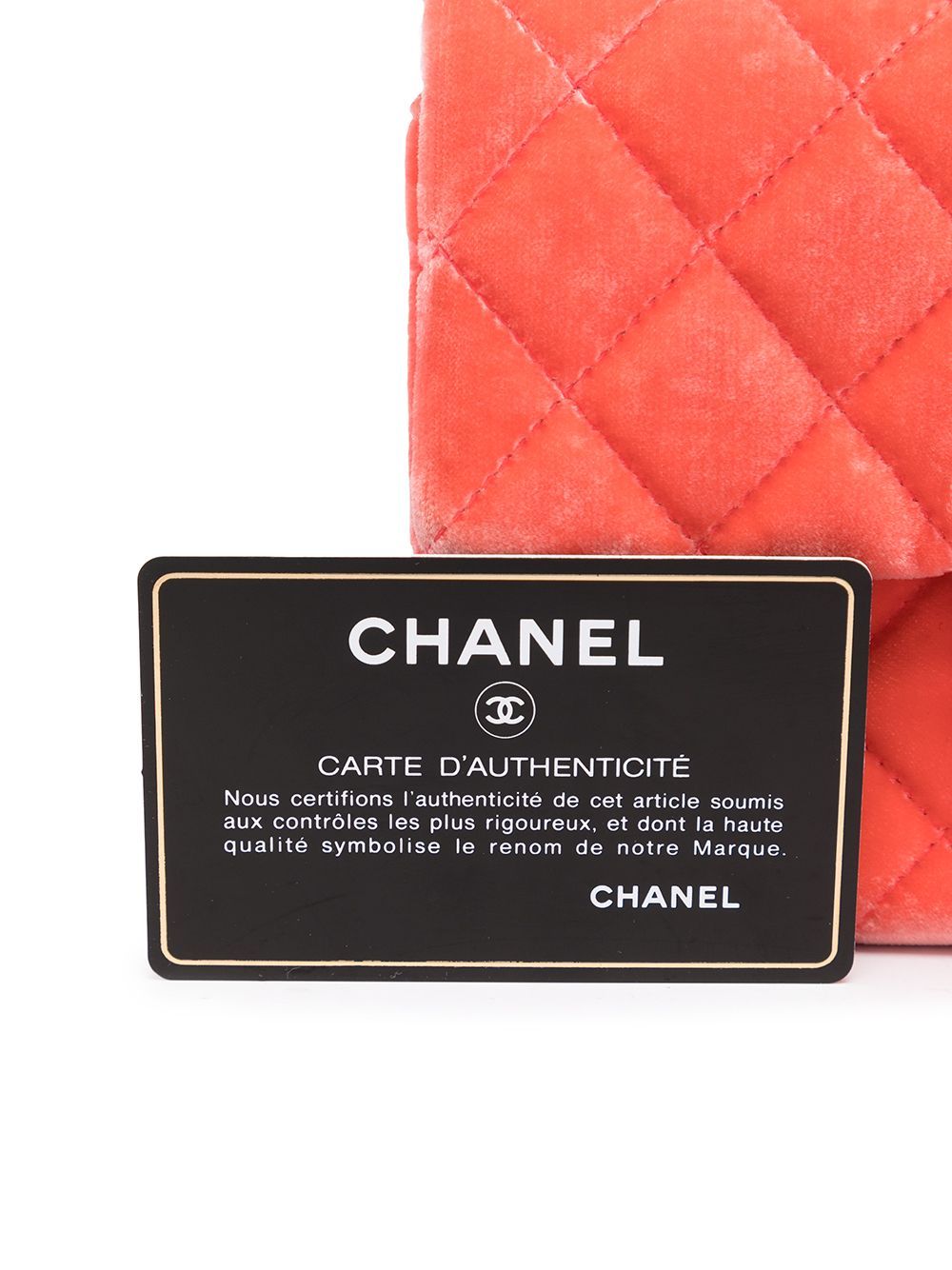 Chanel Pre-Loved 2015 Classic CC Velvet Flap Bag Orange - MAISONDEFASHION.COM