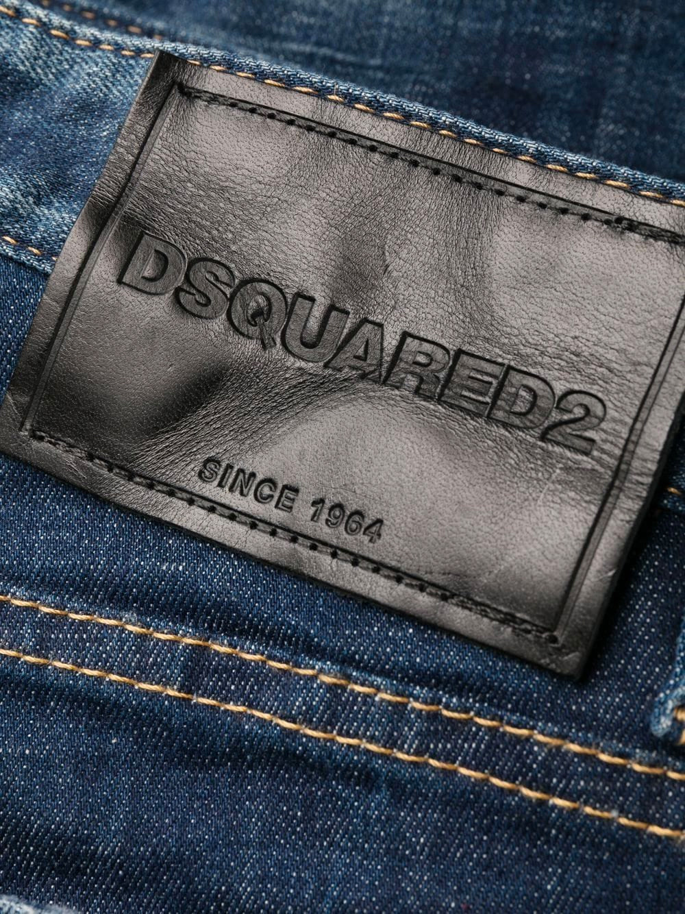 DSQUARED2 Logo Patch 5 Pocket Denim Jeans - MAISONDEFASHION.COM