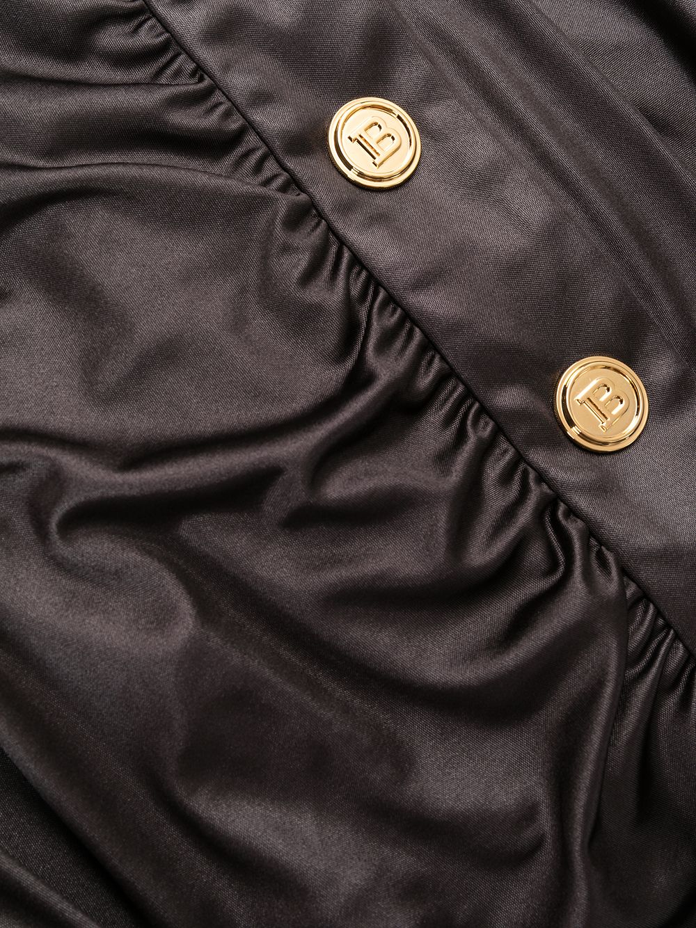 BALMAIN WOMEN Metallic draped padded-shoulder dress Black - MAISONDEFASHION.COM