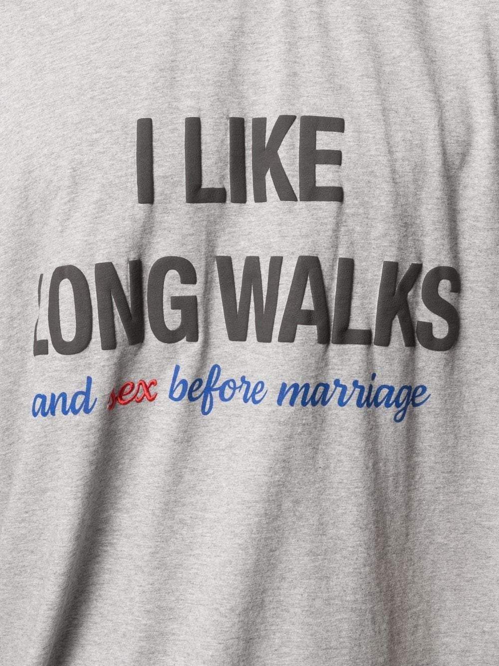 VETEMENTS I Like Long Walks printed T-shirt Grey - MAISONDEFASHION.COM