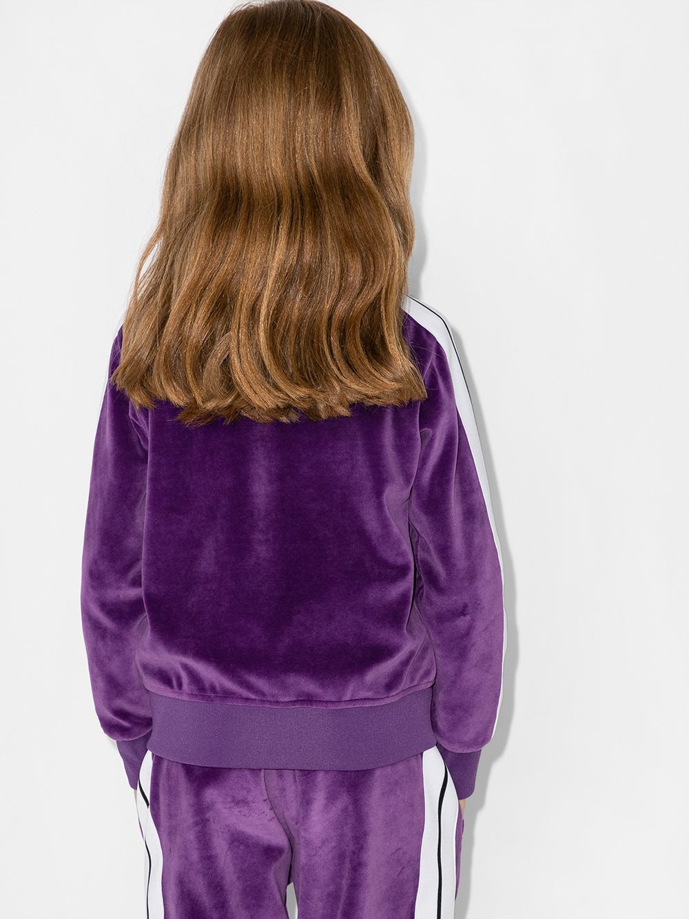 velvet-effect side-stripe track pants in purple - Palm Angels® Official