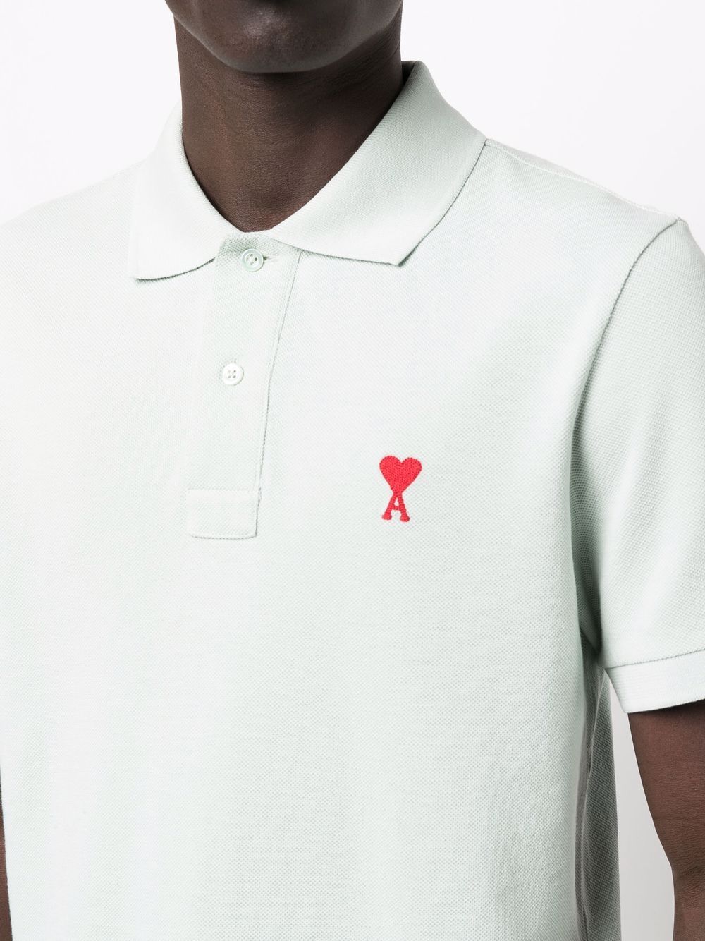 AMI PARIS Ami De Coeur Logo Polo Shirt Pale Green - MAISONDEFASHION.COM